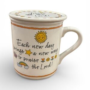 Hallmark Mug Mates Inspirational Praise The Lord Cream Mug with Coaster Set NEW